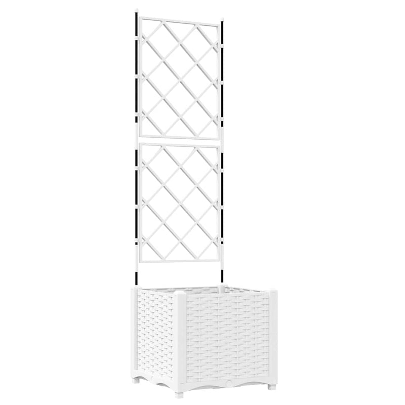 vidaXL Kertész cserép rácsos változattal Fehér 40 x 40 x 143 cm PP