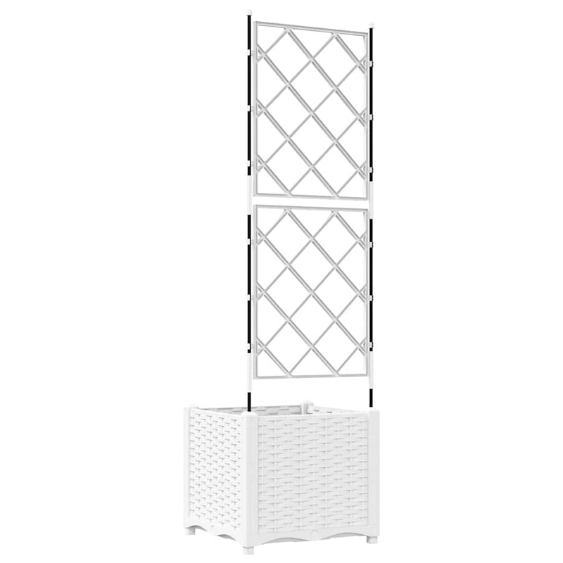vidaXL Kertész cserép rácsos változattal Fehér 40 x 40 x 143 cm PP