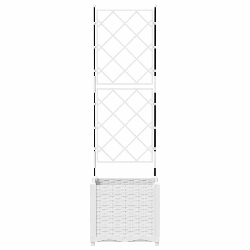 vidaXL Kertész cserép rácsos változattal Fehér 40 x 40 x 143 cm PP