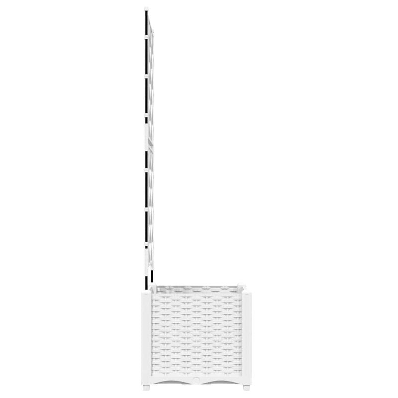 vidaXL Kertész cserép rácsos változattal Fehér 40 x 40 x 143 cm PP