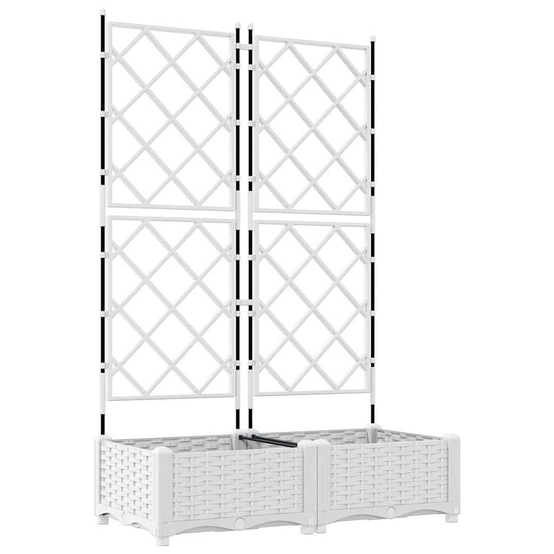vidaXL Kertész cserép rácsos változattal 2 pcs Fehér