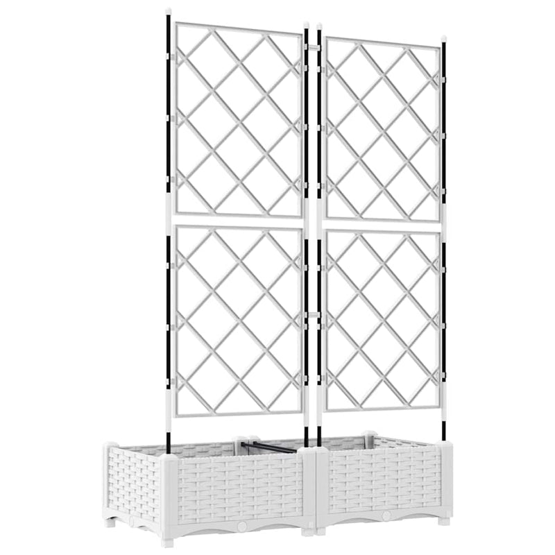 vidaXL Kertész cserép rácsos változattal 2 pcs Fehér
