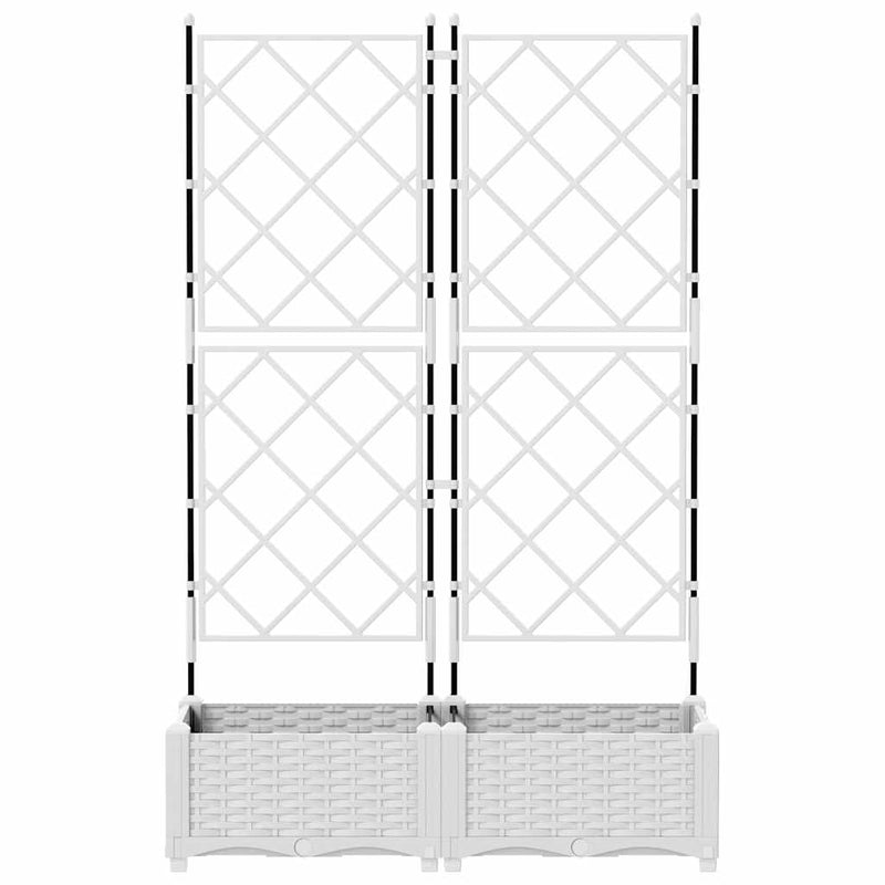 vidaXL Kertész cserép rácsos változattal 2 pcs Fehér