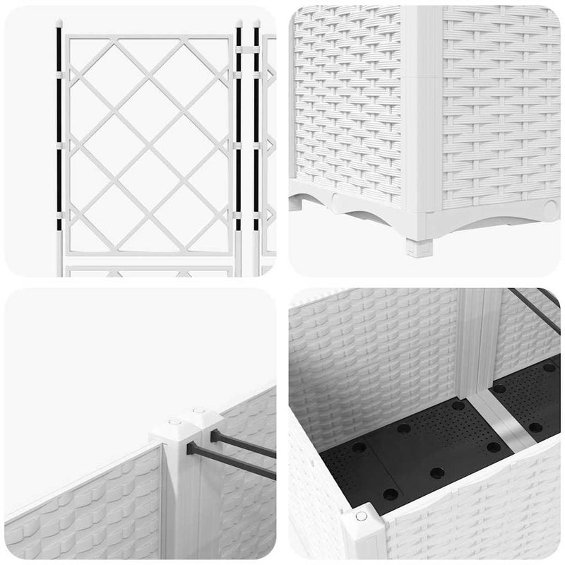 vidaXL Kertész cserép rácsos változattal 2 pcs Fehér 80 x 40 x 143 cm