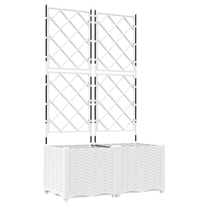 vidaXL Kertész cserép rácsos változattal 2 pcs Fehér 80 x 40 x 143 cm