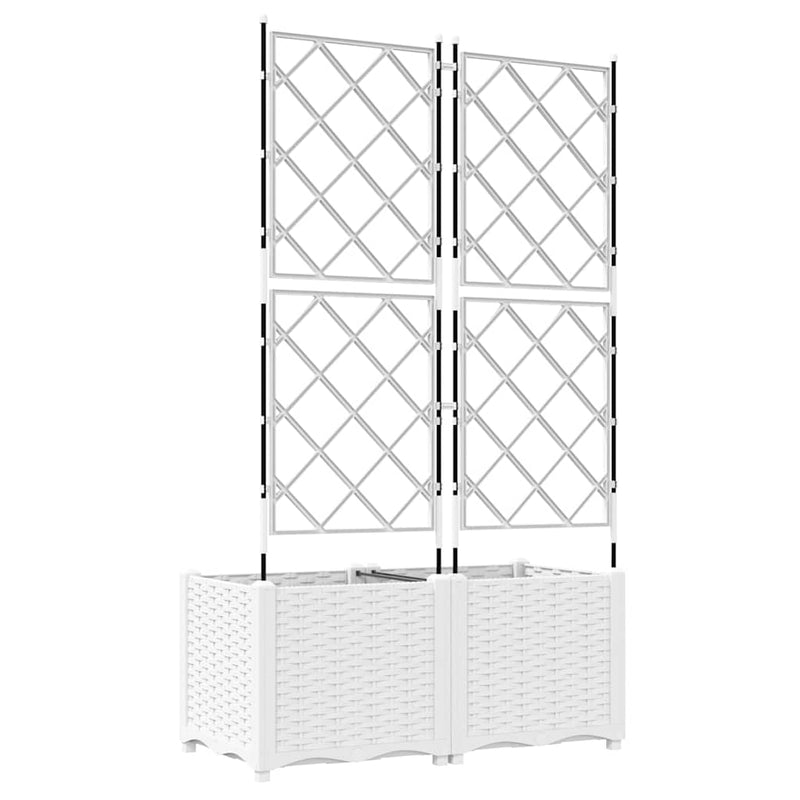 vidaXL Kertész cserép rácsos változattal 2 pcs Fehér 80 x 40 x 143 cm