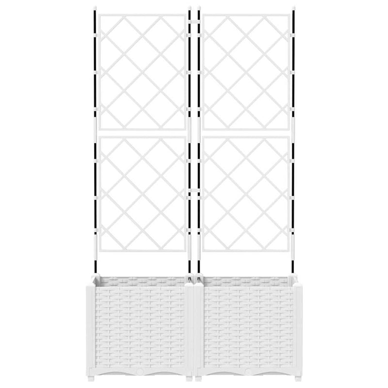 vidaXL Kertész cserép rácsos változattal 2 pcs Fehér 80 x 40 x 143 cm