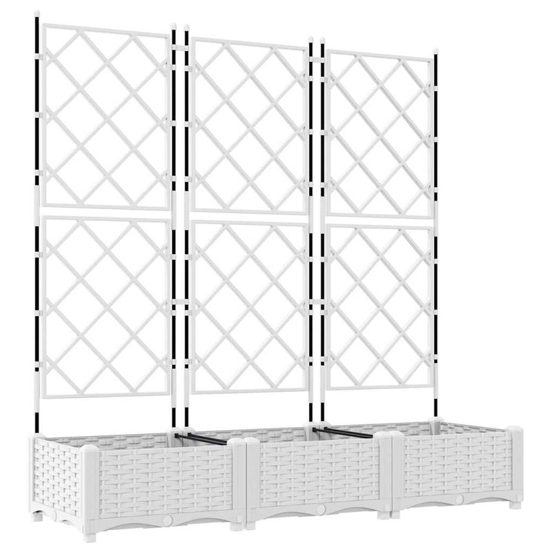 vidaXL Kertész cserép rácsos változattal 3 pcs Fehér