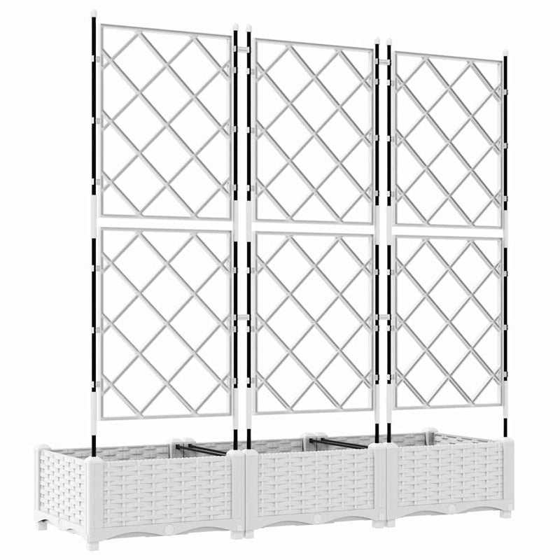 vidaXL Kertész cserép rácsos változattal 3 pcs Fehér