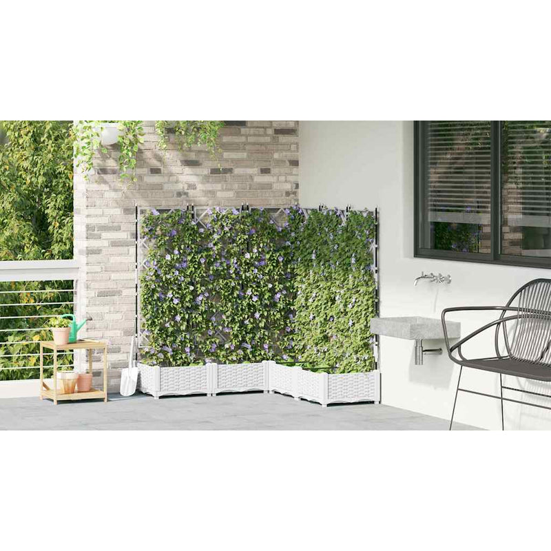 vidaXL Kertész cserép rácsos változattal 5 pcs Fehér