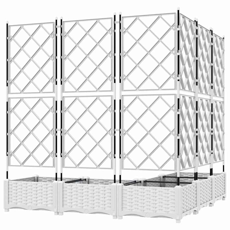 vidaXL Kertész cserép rácsos változattal 5 pcs Fehér