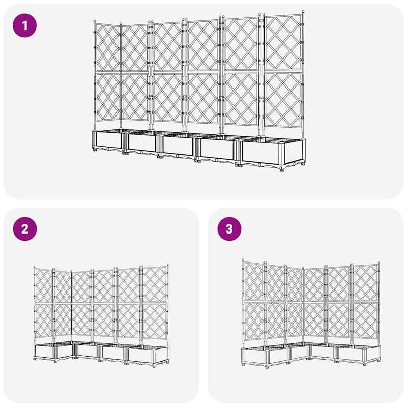 vidaXL Kertész cserép rácsos változattal 5 pcs Fehér