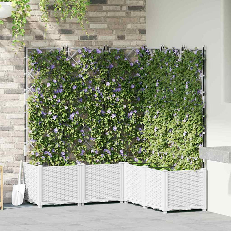 vidaXL Kertész cserép rácsos változattal 5 pcs Fehér