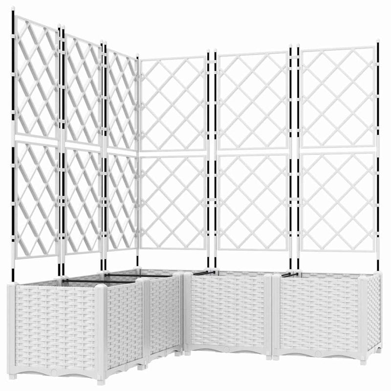 vidaXL Kertész cserép rácsos változattal 5 pcs Fehér