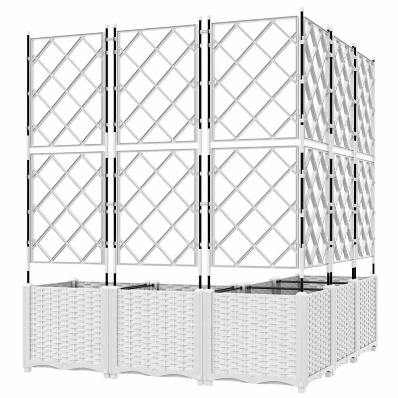 vidaXL Kertész cserép rácsos változattal 5 pcs Fehér