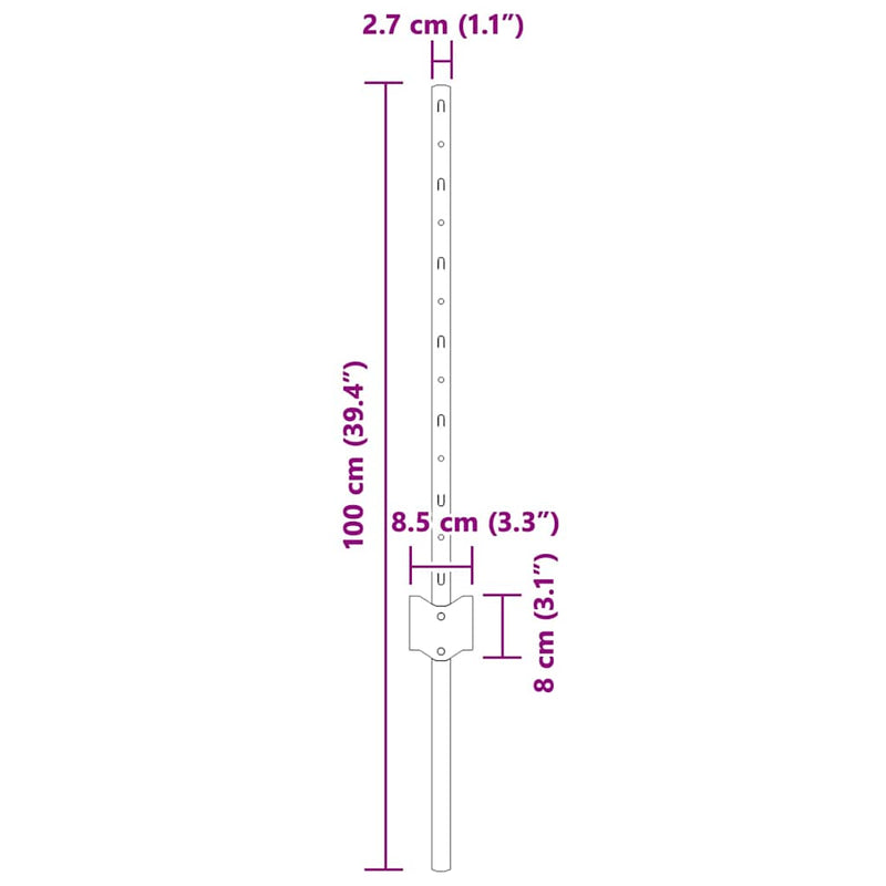 vidaXL Kerítoszlopok 5 pcs Zöld 60 cm Acél