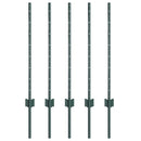 vidaXL Kültéri beépített kerítésoszlop 5 db Zöld 120 cm Porszórt acél