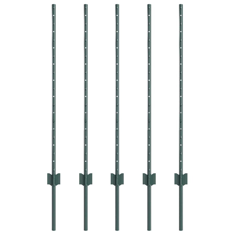 vidaXL Kerítésoszlopok 10 pcs Zöld 100 cm Acél