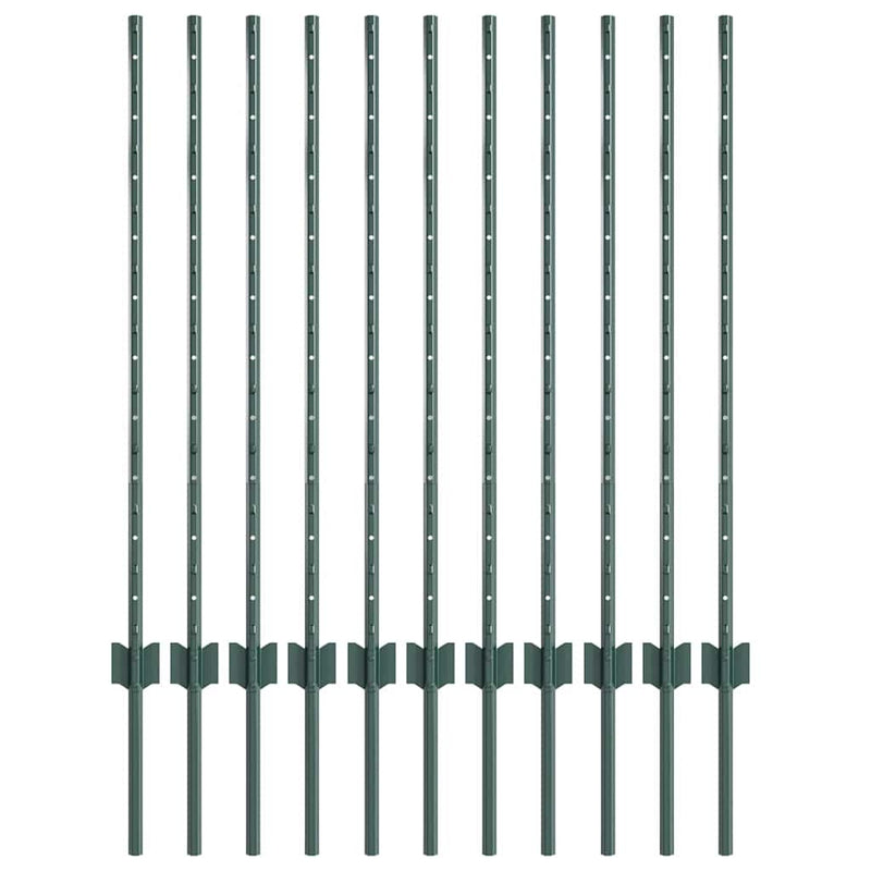 vidaXL Kerítésoszlopok 22 pcs Zöld 100 cm Acél