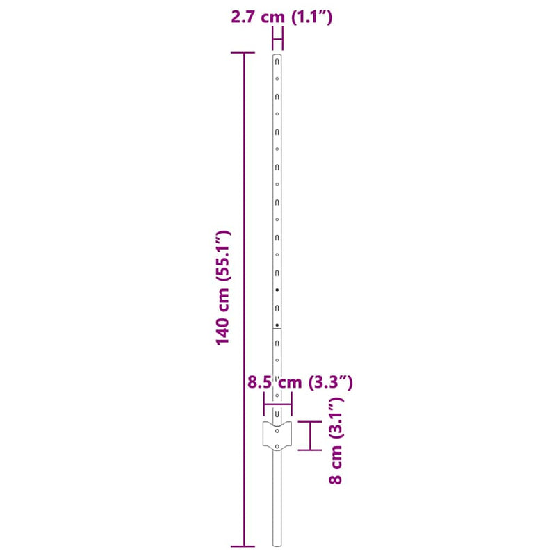 vidaXL Kerítésoszlopok 22 pcs Zöld 100 cm Acél