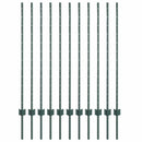 vidaXL Beágyazott kerítésoszlop 11 db Zöld 160 cm Porszórt acél