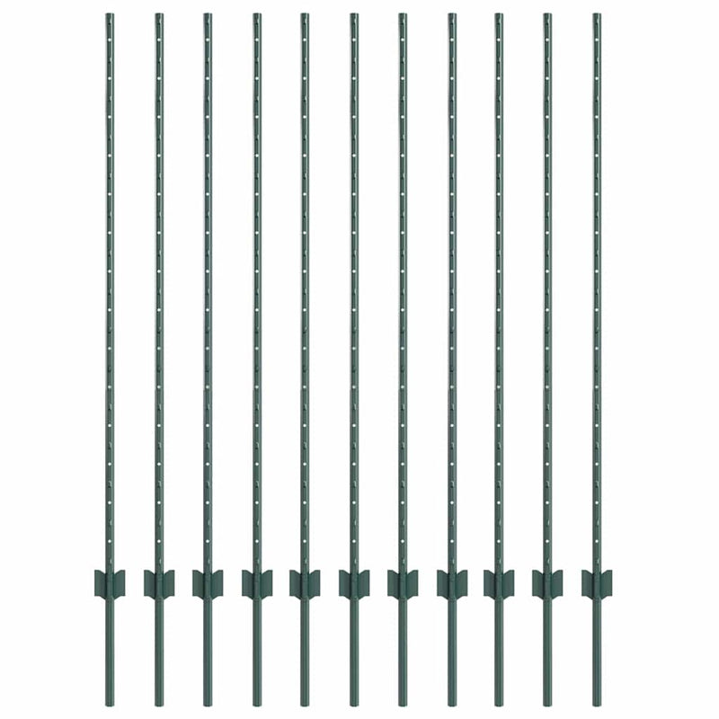 vidaXL Kerítésoszlopok 22 pcs Zöld 140 cm Acél