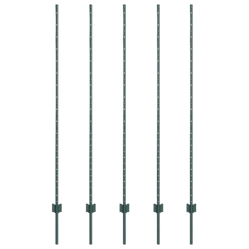 vidaXL Kerítoszlopok 10 pcs Zöld 150 cm Acél