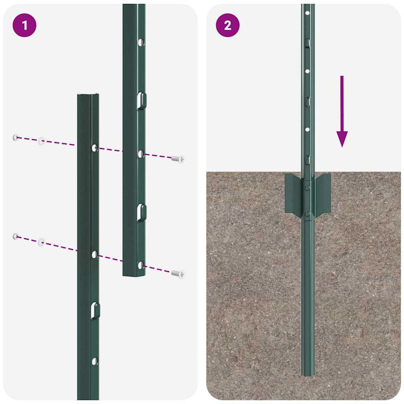 vidaXL Kerítoszlopok 10 pcs Zöld 150 cm Acél