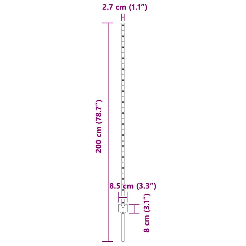 vidaXL Kerítoszlopok 10 pcs Zöld 150 cm Acél
