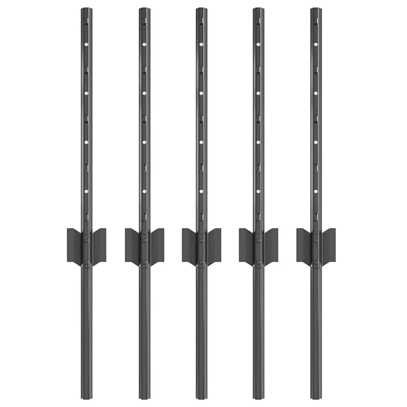 vidaXL Kerítoszlopok 5 pcs Szürke 40 cm Acél