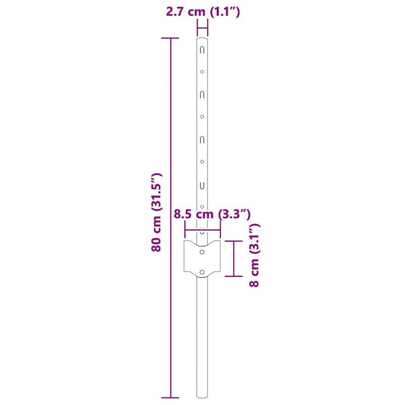 vidaXL Kerítoszlopok 5 pcs Szürke 40 cm Acél