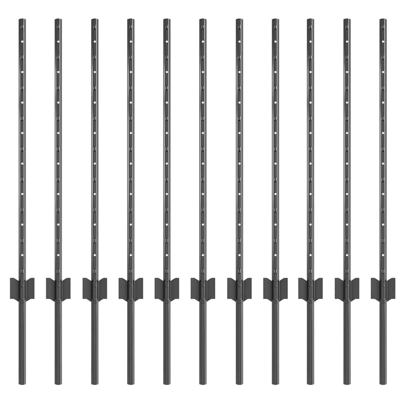 vidaXL Kerítés oszlopok 11 pcs Szürke 80 cm Acél