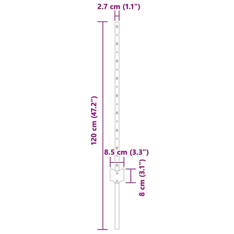 vidaXL Kerítés oszlopok 11 pcs Szürke 80 cm Acél