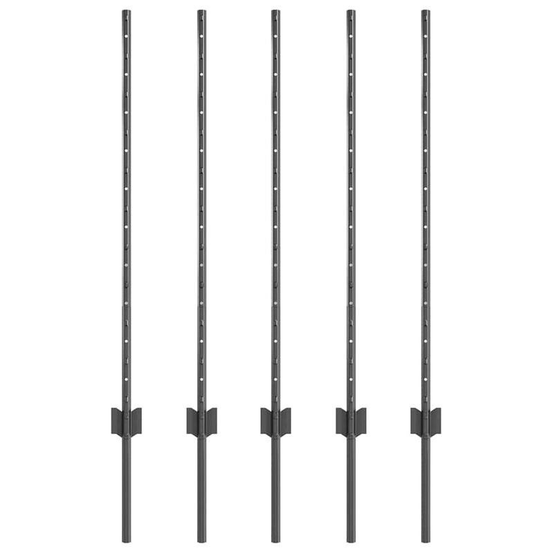 vidaXL Kerítoszlopok 10 pcs Szürke 100 cm Acél
