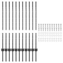 vidaXL Beágyazott kerítésoszlop 11 db Szürke 140 cm Porszórt acél