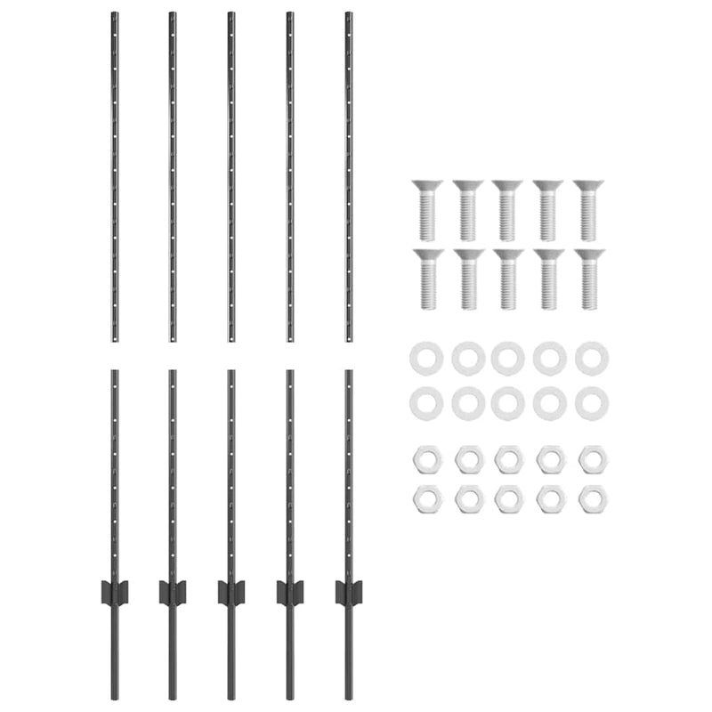 vidaXL Kerítoszlopok 10 pcs Szürke 140 cm Acél