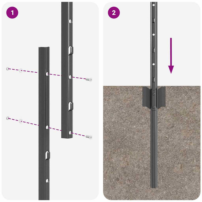 vidaXL Kerítoszlopok 10 pcs Szürke 140 cm Acél