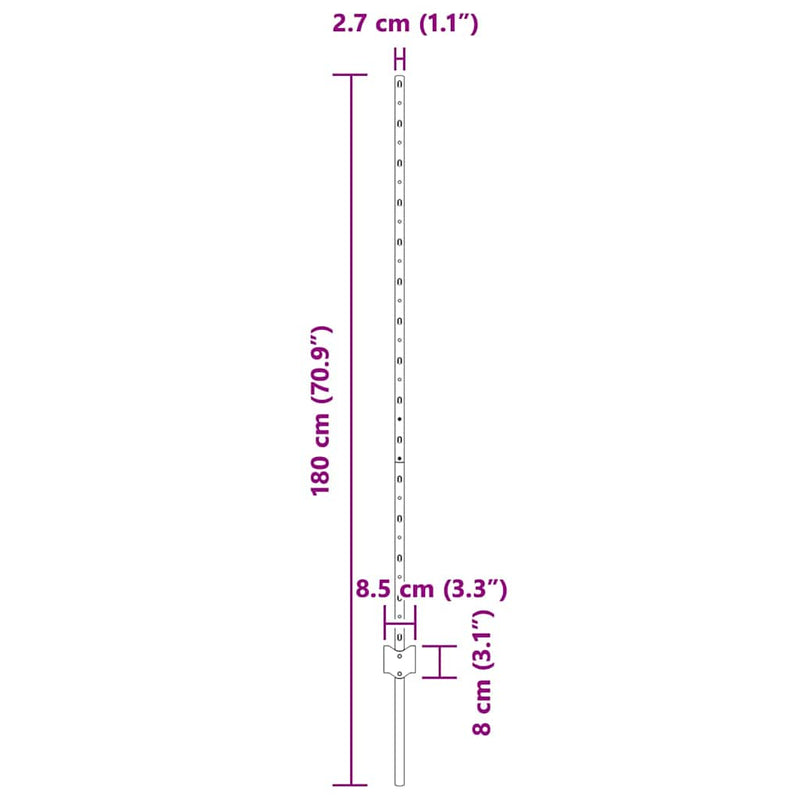 vidaXL Kerítoszlopok 10 pcs Szürke 140 cm Acél