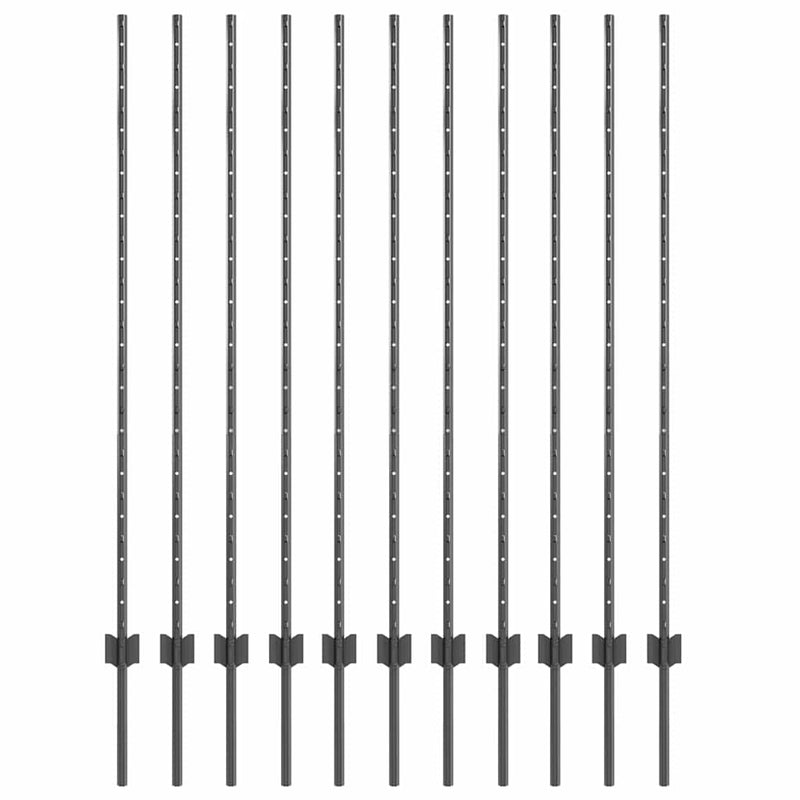 vidaXL Kerítoszlopok 22 pcs Szürke 140 cm Acél