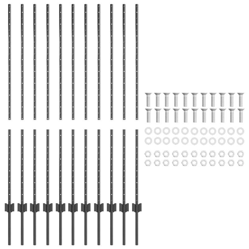 vidaXL Kerítoszlopok 22 pcs Szürke 140 cm Acél