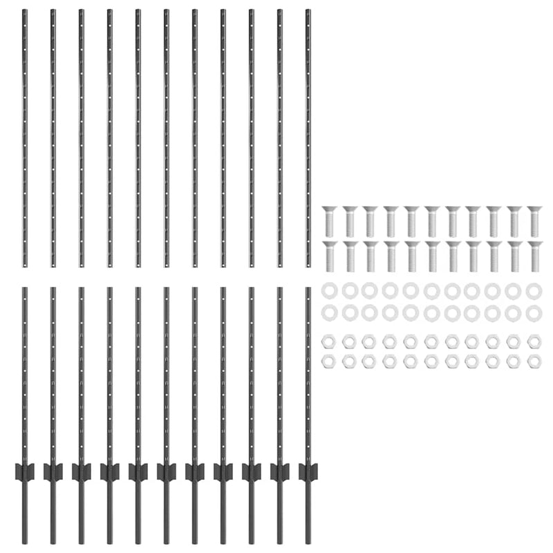 vidaXL Kerítoszlopok 22 pcs Szürke 160 cm Acél
