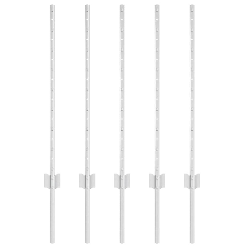 vidaXL Kerítoszlopok 5 pcs Ezüst 80 cm Horganyzott acél