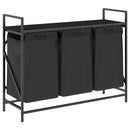 vidaXL fekete tölgyfa mosodai kosár 3 rekeszes polccal