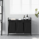 vidaXL fekete tölgyfa mosodai kosár 3 rekeszes polccal