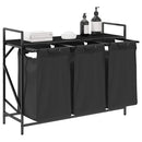 vidaXL fekete tölgyfa mosodai kosár 3 rekeszes polccal