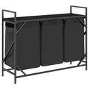 vidaXL fekete tölgyfa mosodai kosár 3 rekeszes polccal