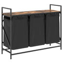 vidaXL füstölt tölgy mosodai kosár 3 rekeszes polccal