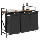 vidaXL füstölt tölgy mosodai kosár 3 rekeszes polccal