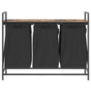 vidaXL füstölt tölgy mosodai kosár 3 rekeszes polccal