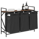 vidaXL barna tölgy mosodai kosár 3 rekeszes polccal